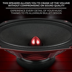 DS18 PRO-X698 BM red aluminum frame emphasizes sturdy, durable construction.
