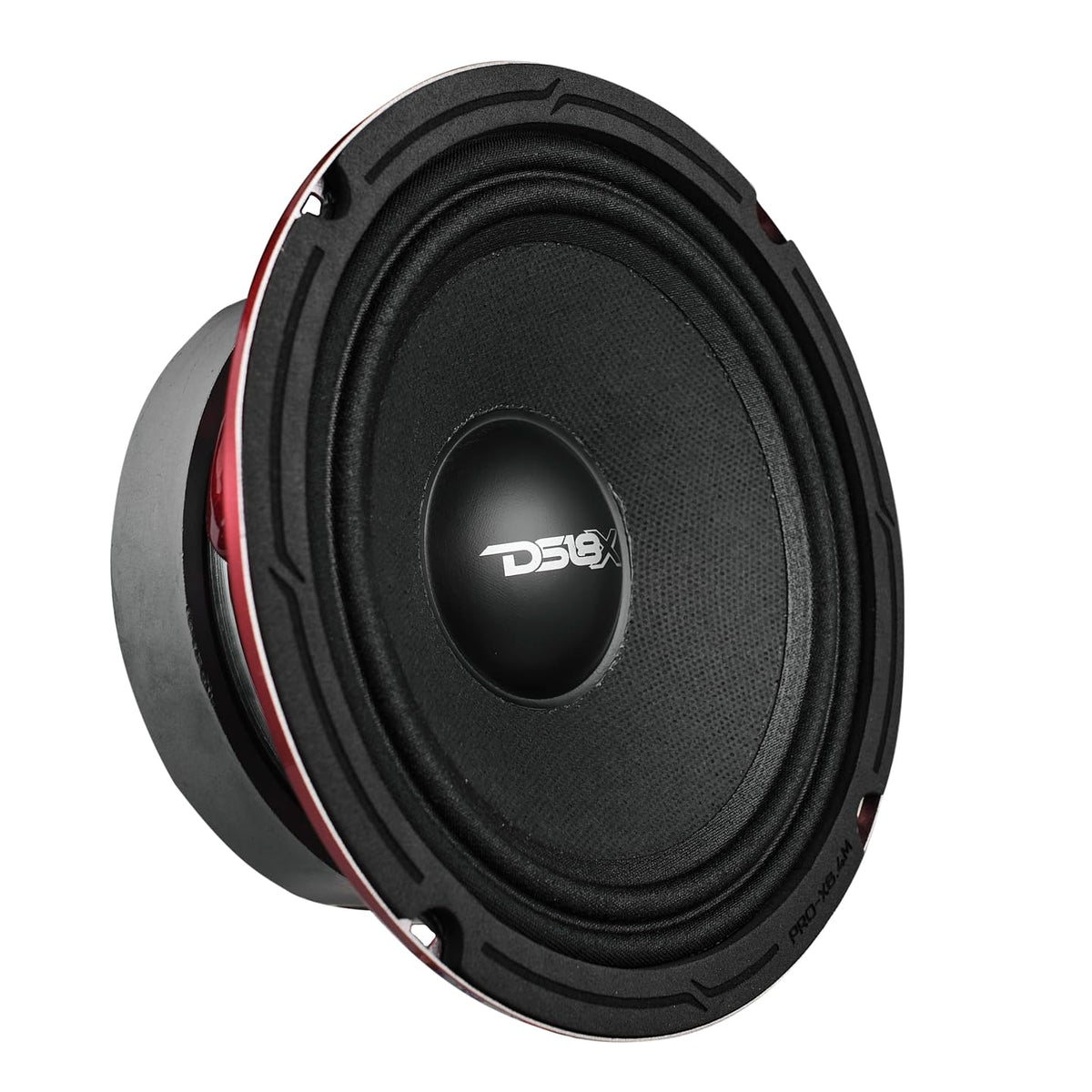 DS18 PRO-X6M front view showing red aluminum bullet, clear midrange detail and punch