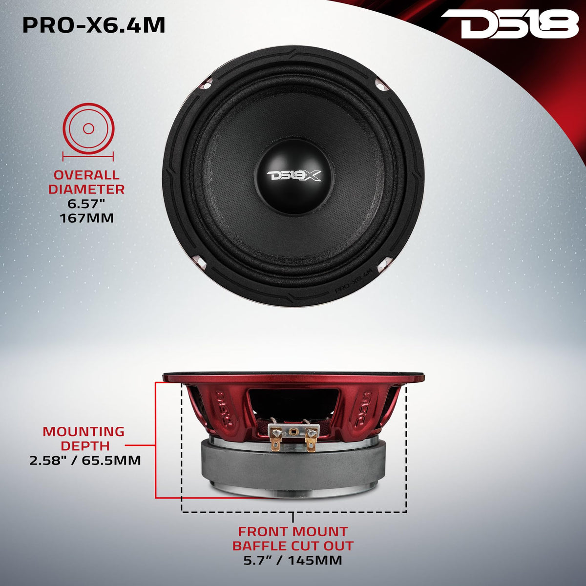 DS18 PRO-X6M ferrite magnet and backplate showing strong motor for tight midband control
