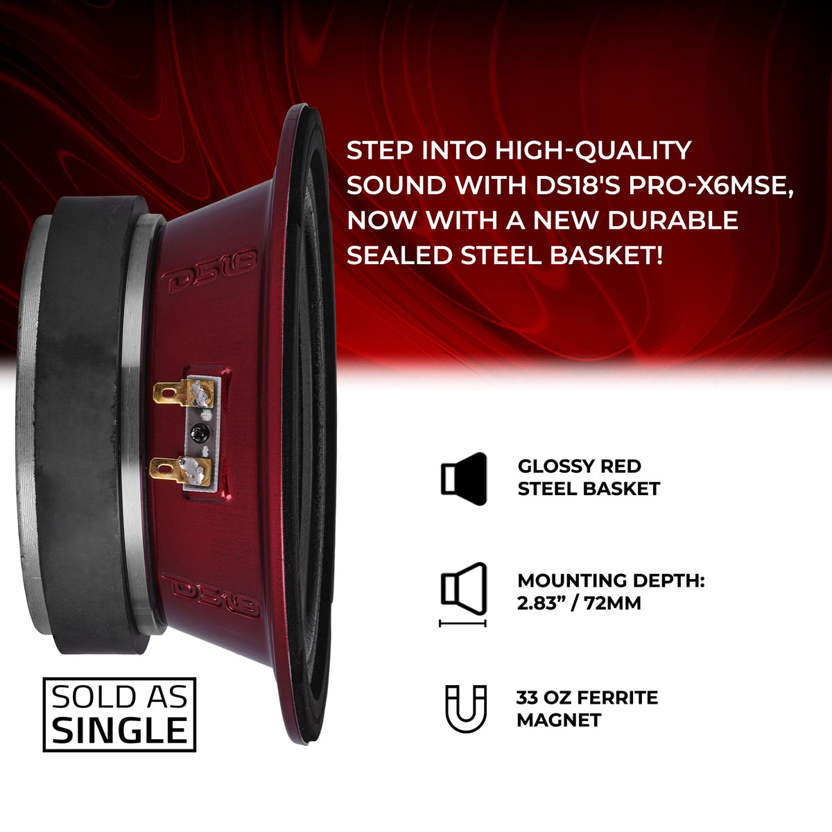 DS18 red steel basket detail highlighting rigidity and secure installation benefit