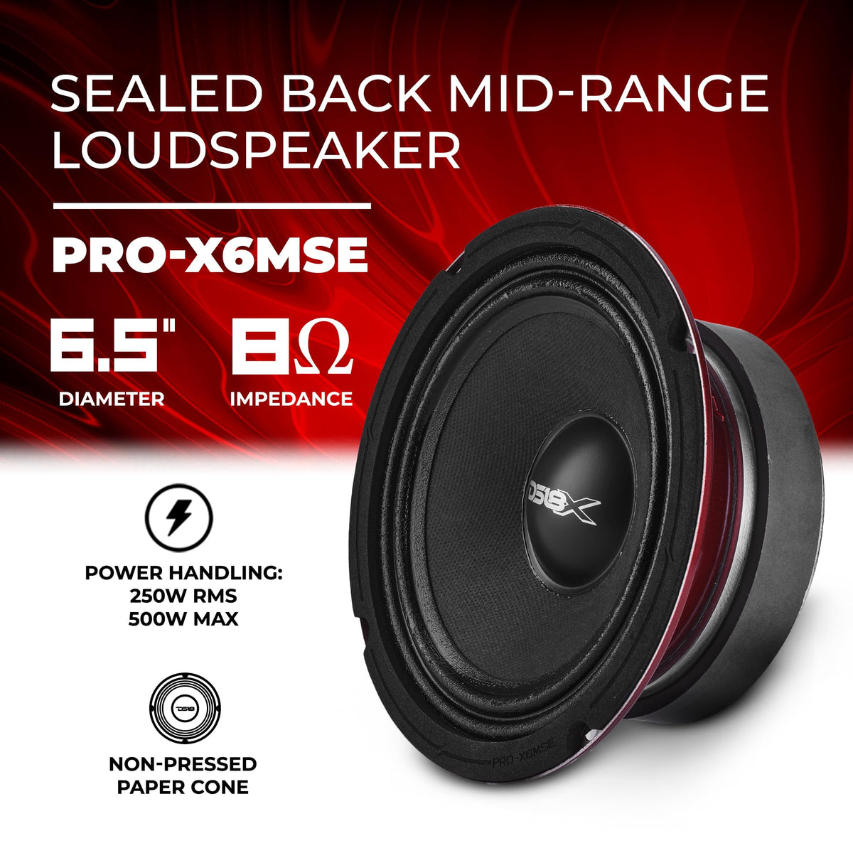 DS18 side profile of speaker showing mounting depth and sealed back, space-saving fit