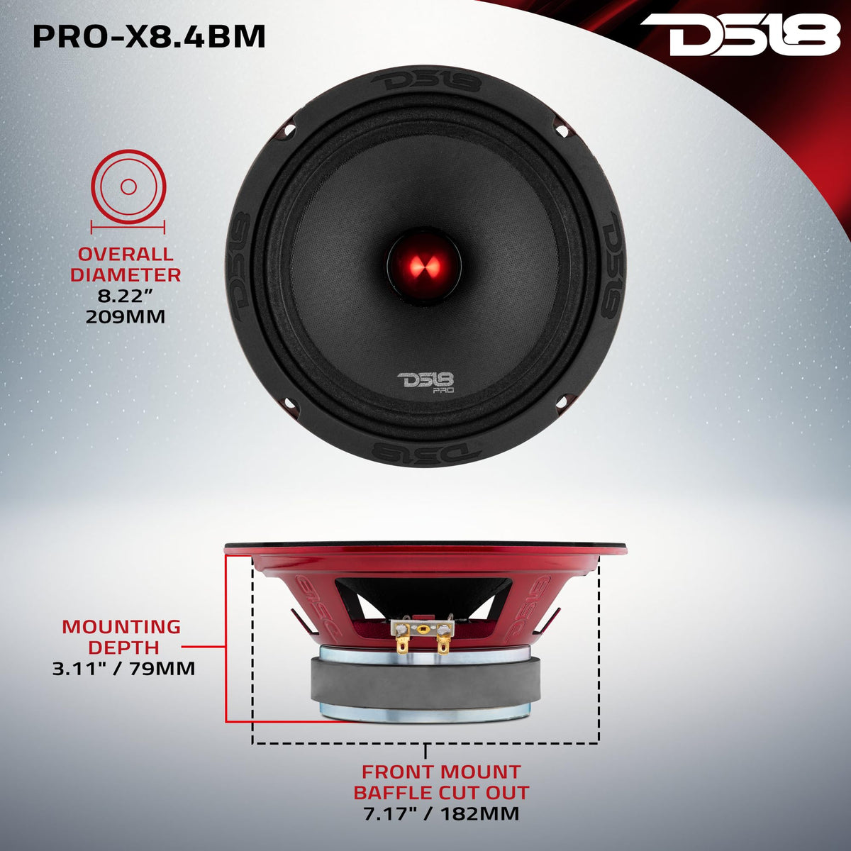 DS18 PRO-X8.4BMPK car door installation demonstrates upgraded midrange clarity