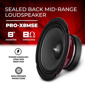 DS18 PRO-X8MSE sealed-back design reduces rear interference for cleaner midrange