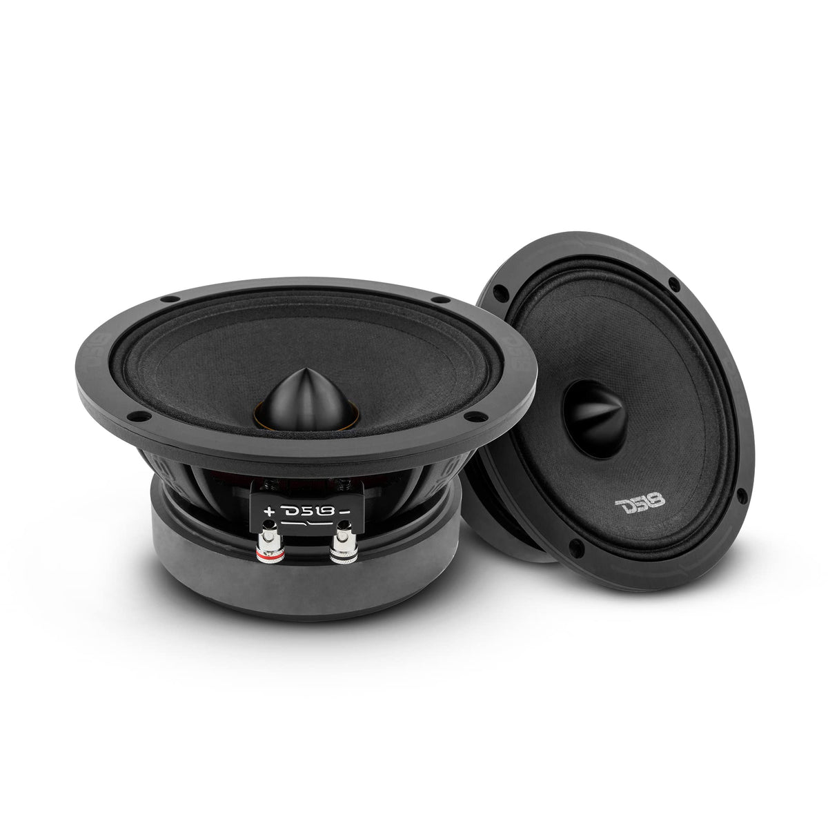 DS18 PRO-ZXI6.4BM glossy black basket front for crisp midrange sound