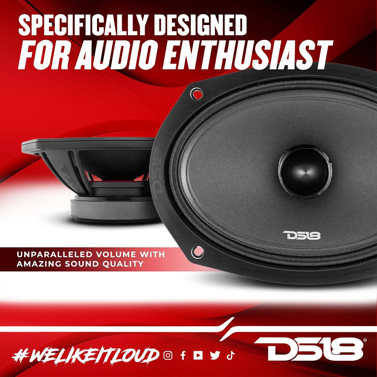 DS18 Pro-ZXI694BM 6x9 speaker delivering clear mids and highs at volume