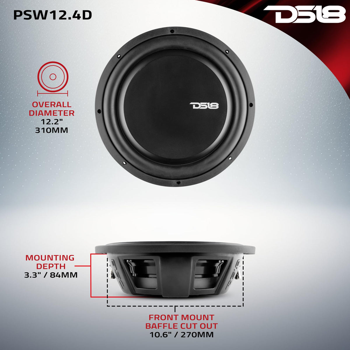 DS18 PSW12.4D steel basket highlights durability and shock resistance.