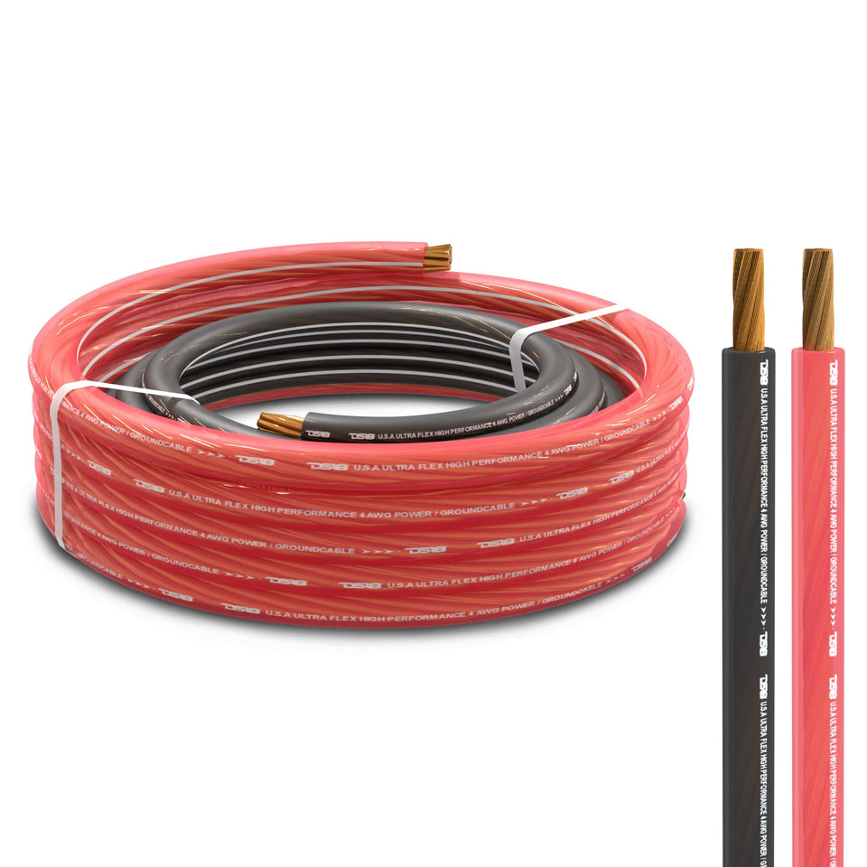 DS18 PW-4GA ground wire 5ft black for flexible car grounding and routing