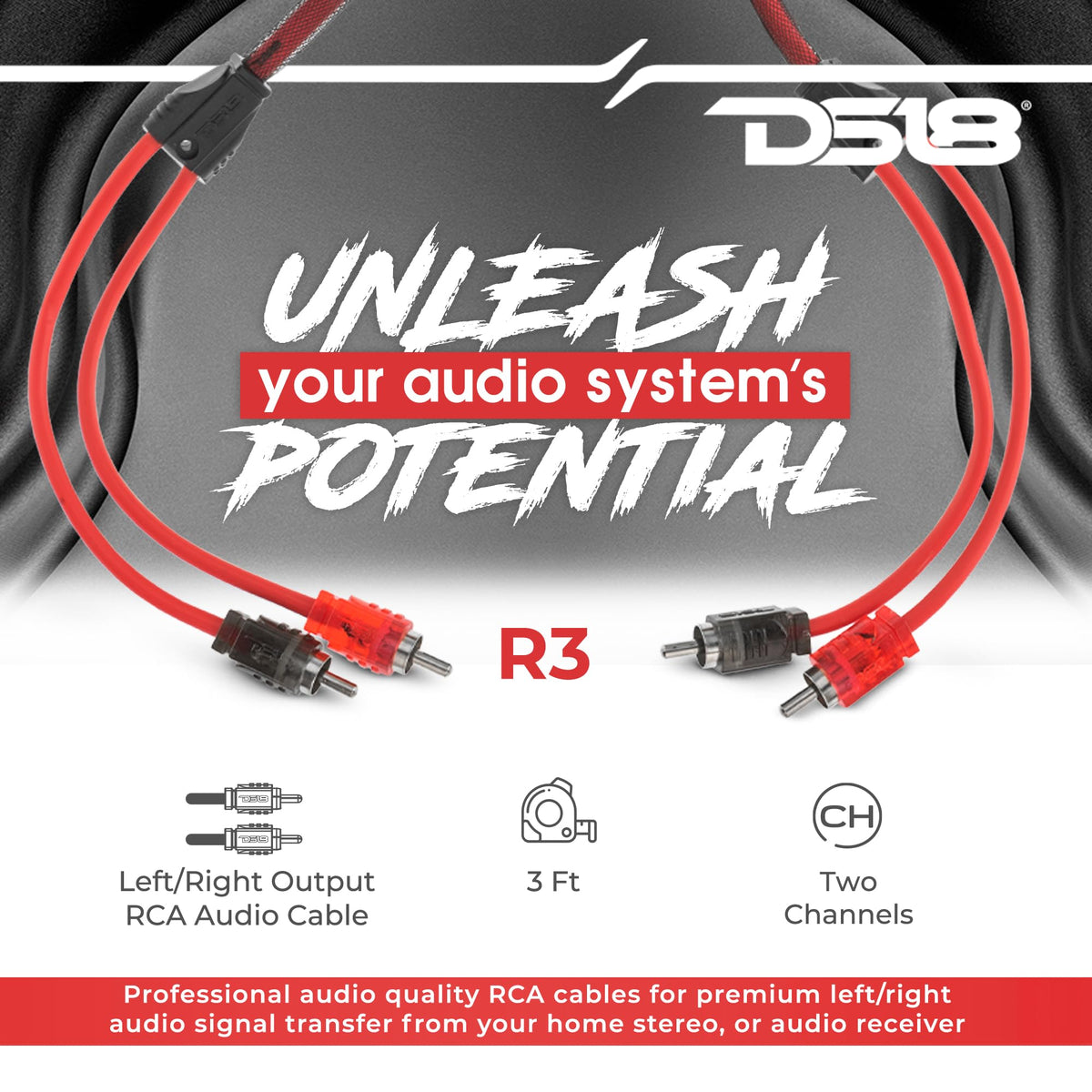 DS18 R3 Ultra Flex RCA cable with oxygen-free copper for clearer signal transfer between components