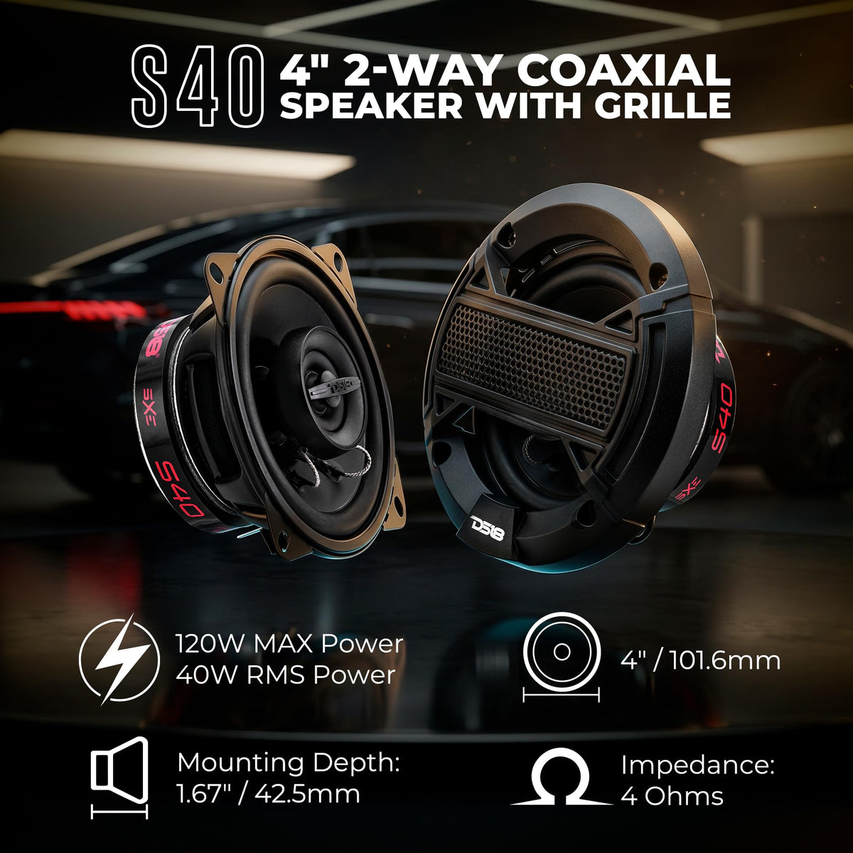 DS18 S40 woofer cone close-up highlighting texture and improved clarity