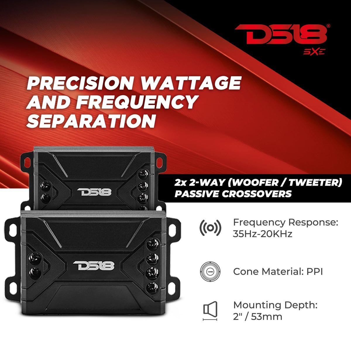 DS18 passive crossover components showing clean frequency separation