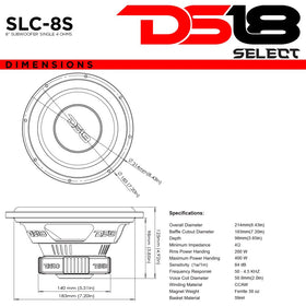 DS18 SLC8S black steel frame boosts stiffness for confident bass performance.