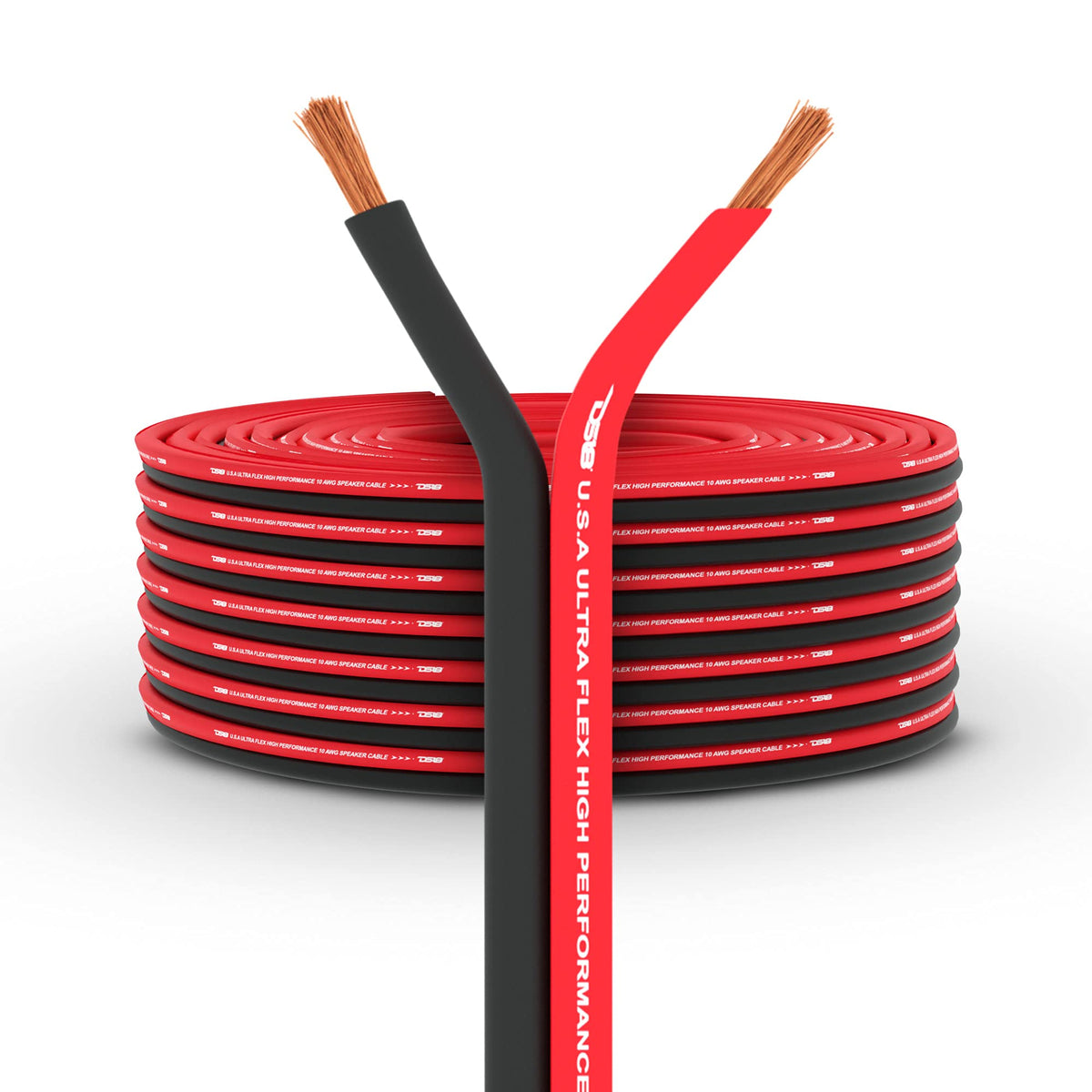 DS18 SW-16GA-100RB red-black speaker wire on spool for durable power and signal transfer.