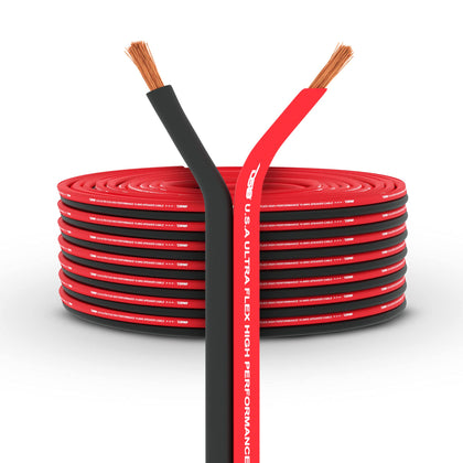 DS18 SW-16GA-100RB red-black speaker wire on spool for durable power and signal transfer.