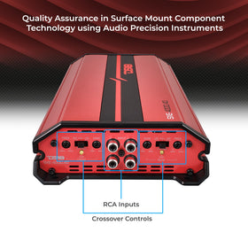 DS18 SXE-4000.4D heat sink as part of durable automotive electronics setup.