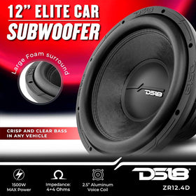 DS18 ZR12.4D Elite-Z foam surround detail highlights high excursion and precise bass