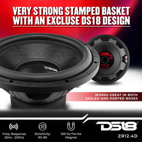 DS18 ZR12.4D Elite-Z 2-inch aluminum voice coil demonstrates robust power handling
