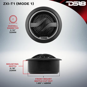 DS18 ZXI-T1 neodymium magnet and spec label highlighting powerful motor advantage