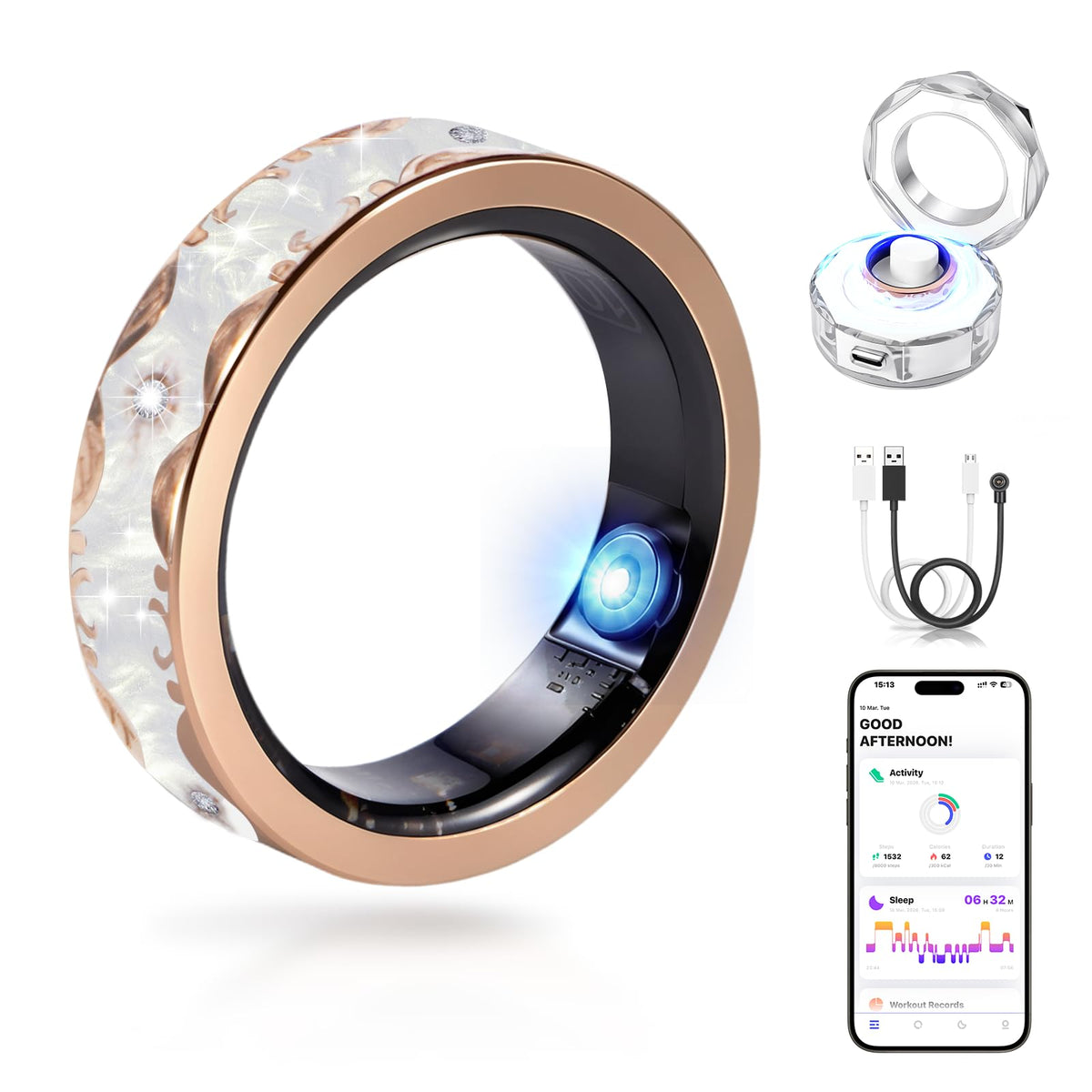 DSHKISK ring front view showing sleek white finish and durable build benefit