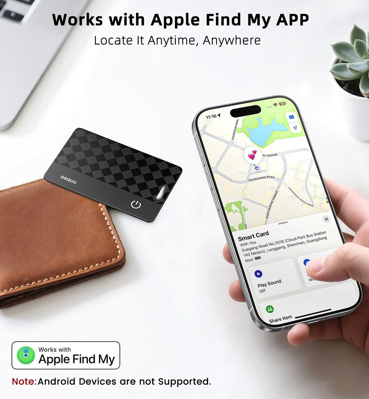 Ultra-thin 0.07 inch Dsquu card fits into any wallet discreetly.