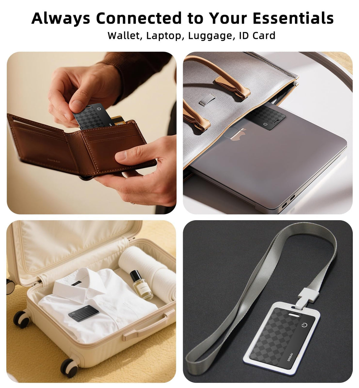 Dsquu tracker card placed inside a wallet during daily use.