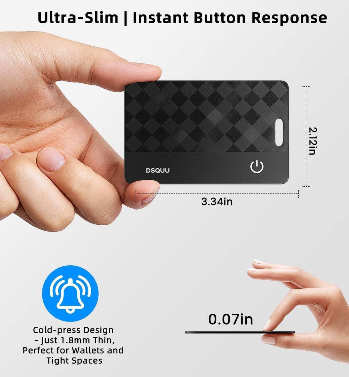 Compact Dsquu tracker charging wirelessly for easy top-ups.