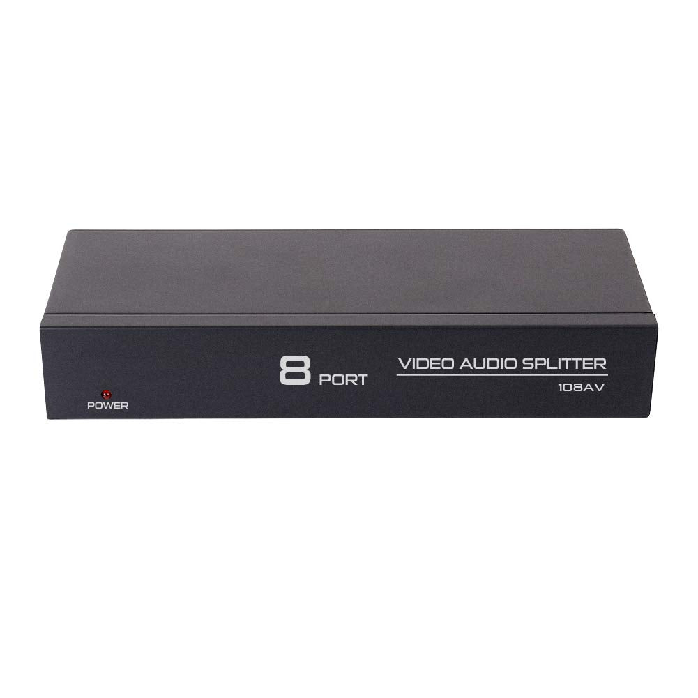DTECH 8-way RCA splitter back panel simplifies setup for home theater distribution