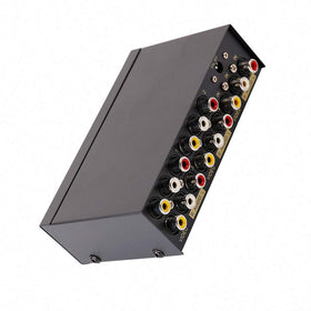 DTECH power adapter powering the RCA splitter for stable signals.