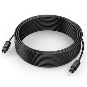 DteeDck optical audio cable 35ft with a slim profile for TV to soundbar connections.