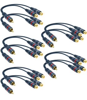 DteeDck RCA splitter close-up with gold-plated connectors for durable audio links