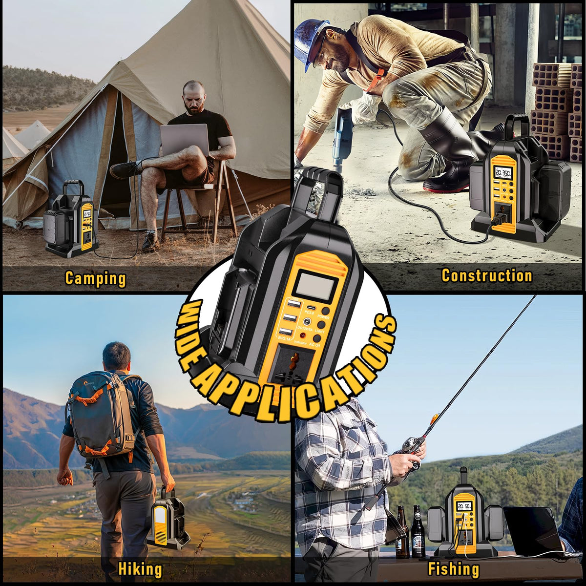 DTEZTECH 350W inverter compatible with Dewalt 20V and 60V batteries