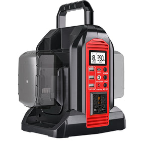 DTEZTECH Milwaukee 350W inverter front view, compact design for on-the-go power
