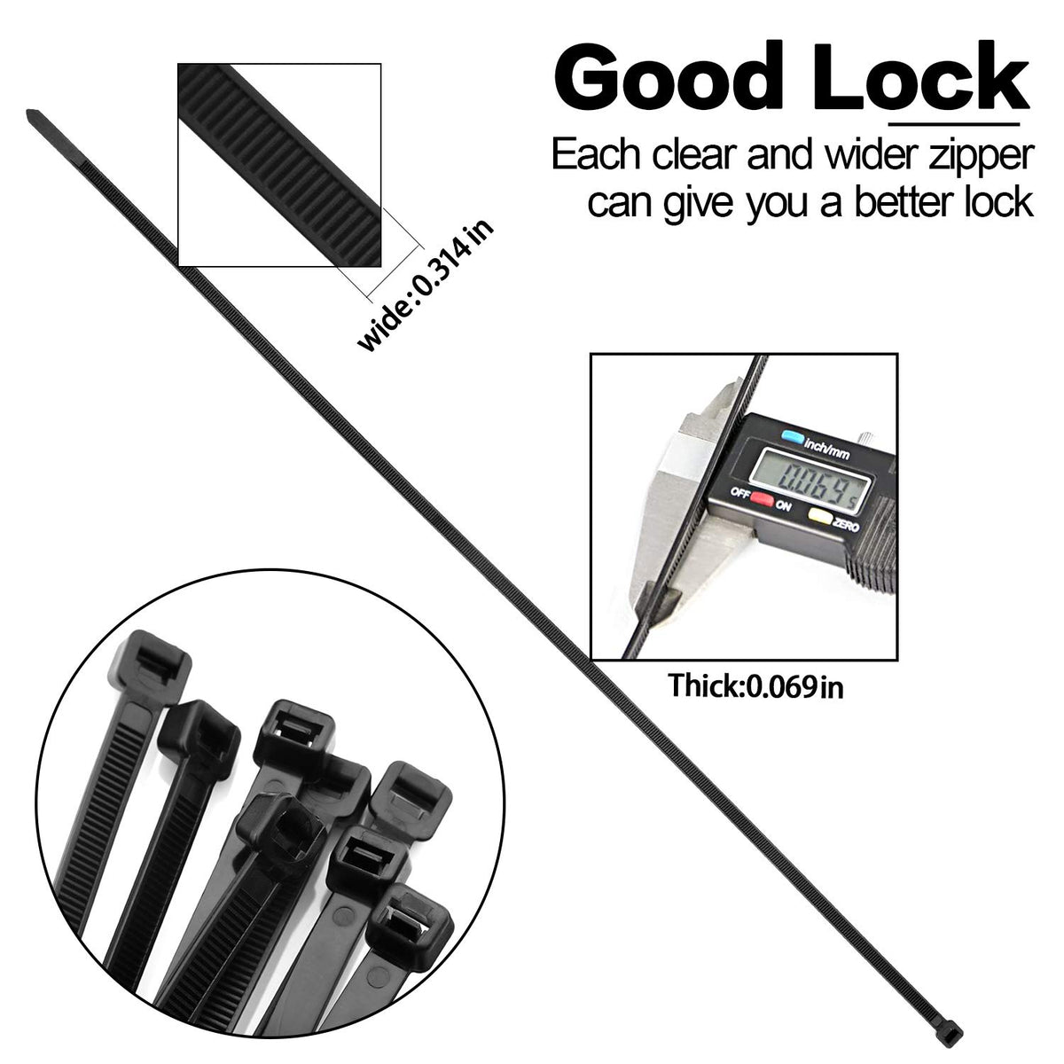 Dtlpty Black 26-Inch Zip Ties securing building materials onsite