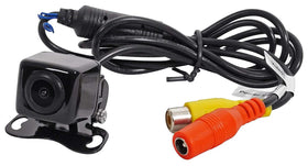Dual Electronics BUCAM200 backup camera front view shows discreet black housing and wide rear visibility.