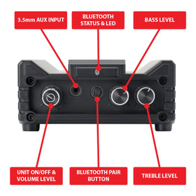 DBTMA100 illuminated panel enables quick volume and tone adjustments.