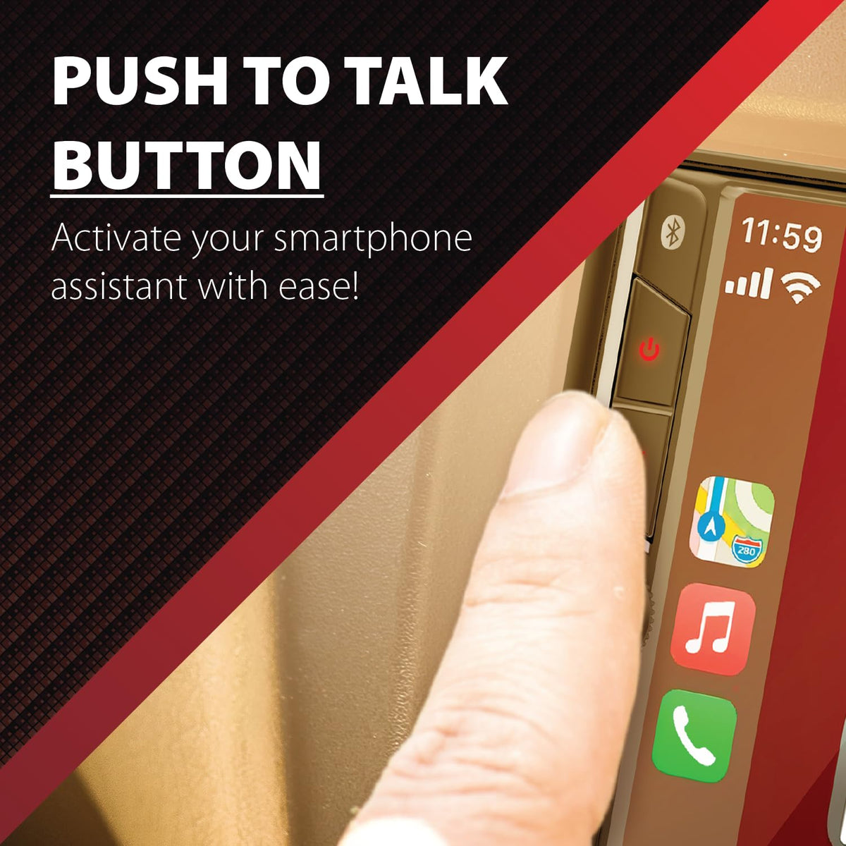 Dual Electronics DCA73W USB fast charging powers devices while driving.