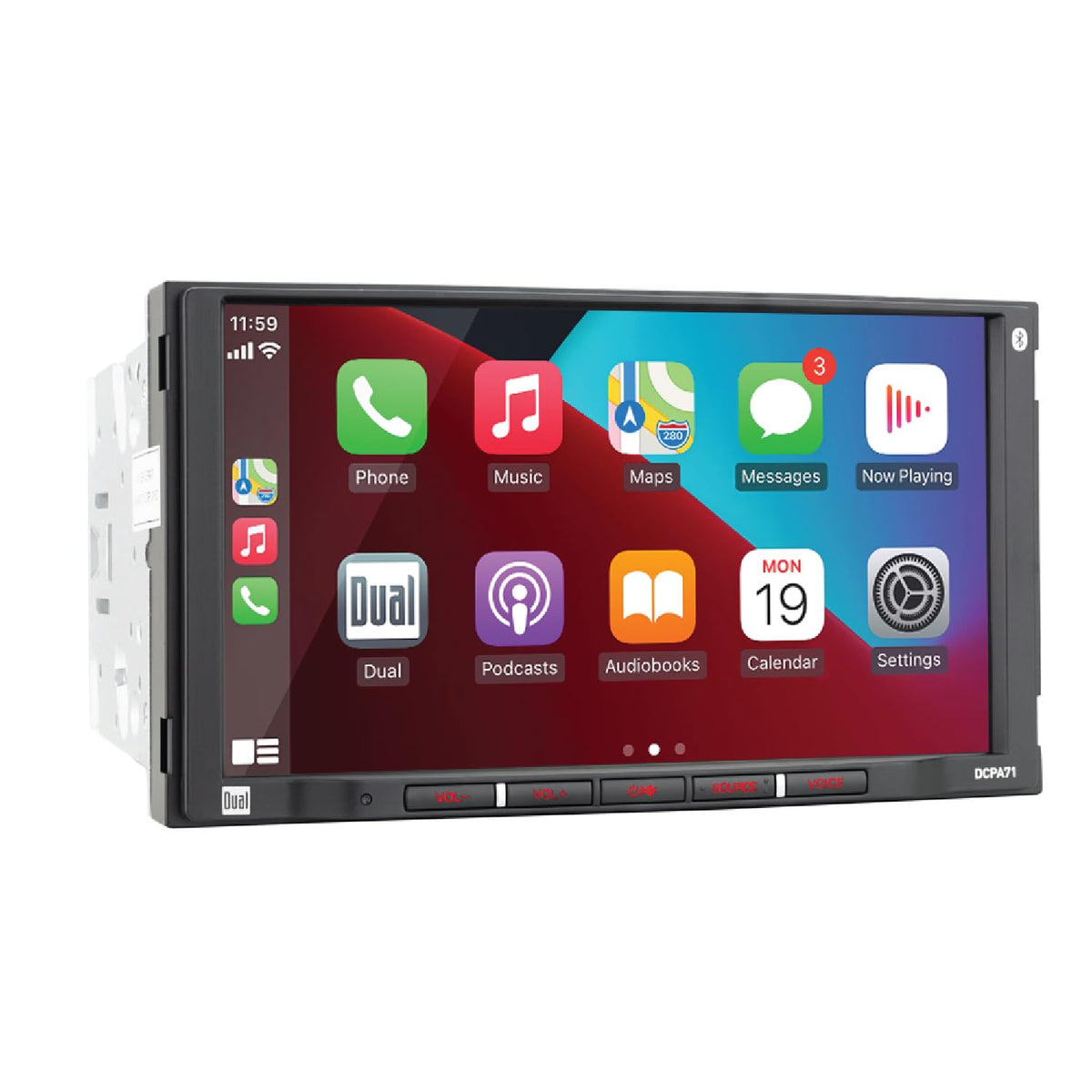 Dual Electronics DCPA71 7-inch touchscreen with clear display for easy navigation