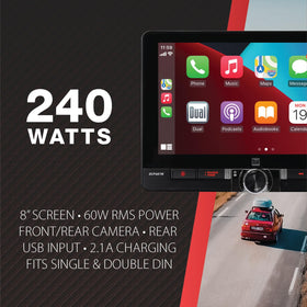 Dual Electronics DCPA81W Bluetooth hands-free calling on display