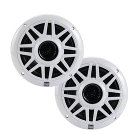 Dual Electronics DMP623 front view showing compact, high-performance marine speakers for clear deck audio.