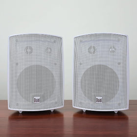 Poolside setup with LU63PW shows expansive stereo coverage across the backyard.