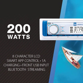 MXP152W 6.5-inch marine speakers pair installed on boat dash for on-deck listening