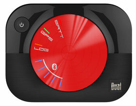 Dual Electronics XGPS160 front view shows a compact, portable GPS receiver ideal for on-the-go navigation.