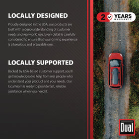 Dual Electronics button layout highlighting quick-access controls and voice button