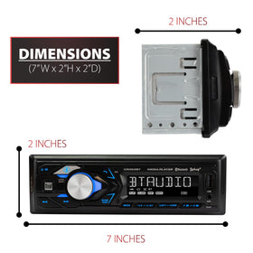 Dual Electronics XRM69BT USB port image demonstrating playback and device charging