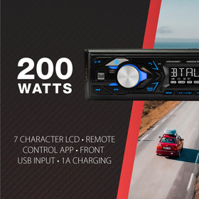 Dual Electronics XRM69BT voice-assistant button highlighted for hands-free convenience