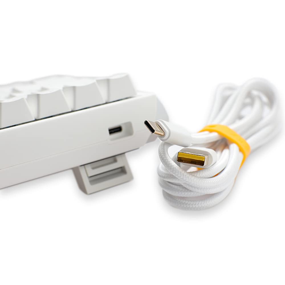 Ducky One 3 White per-key RGB illuminates keys for personalized lighting.