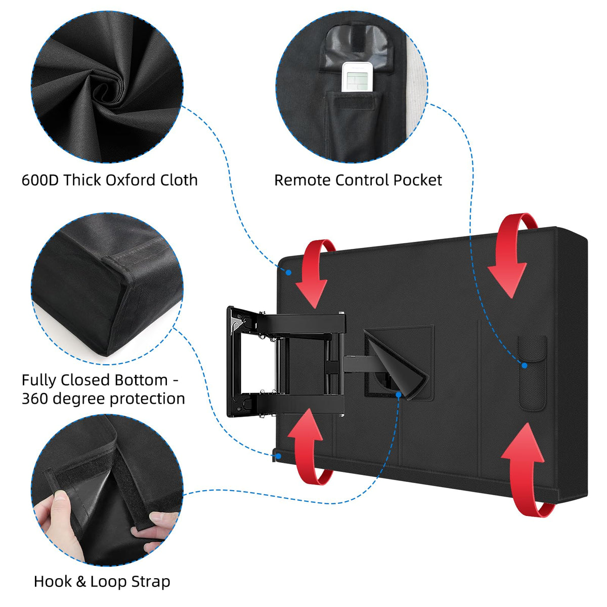 DUDSOEHO tv cover with remote pocket for easy access