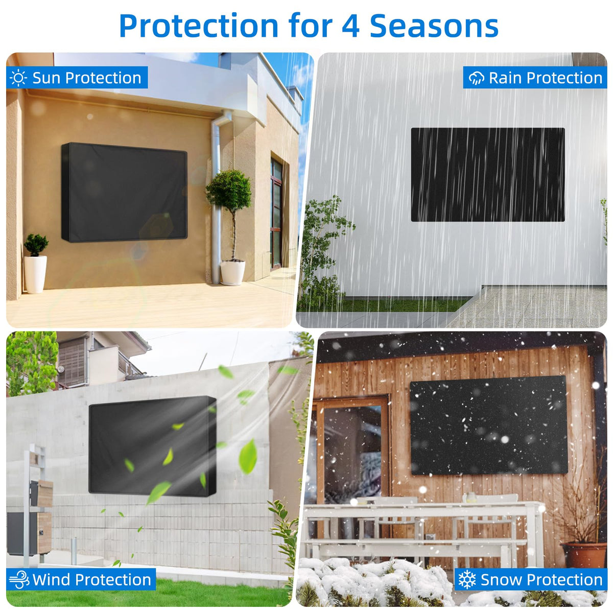 DUDSOEHO outdoor TV cover remote pocket feature keeps the controller handy.