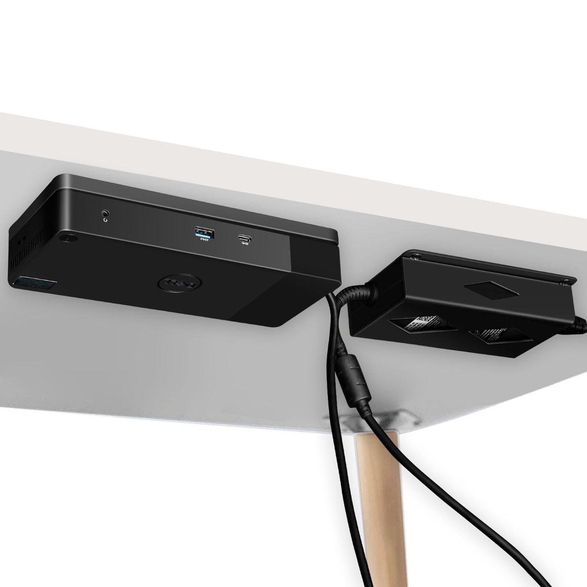 DUDUXI under desk mount secures Dell WD19 dock for a clean, clutter-free workspace.