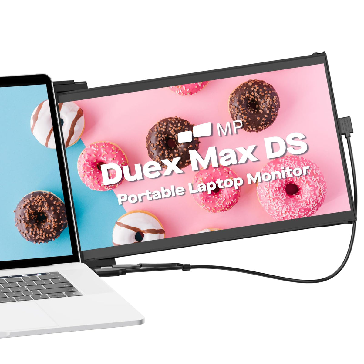 Duex Max DS back-mount attachment provides stable laptop-mounted display