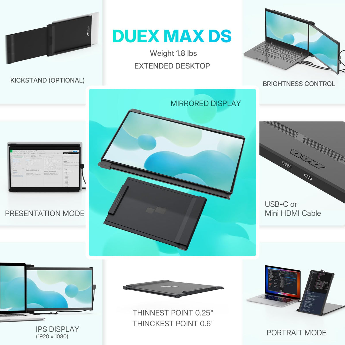 Duex Max DS lightweight design at 1.8 lb, ideal for travel.